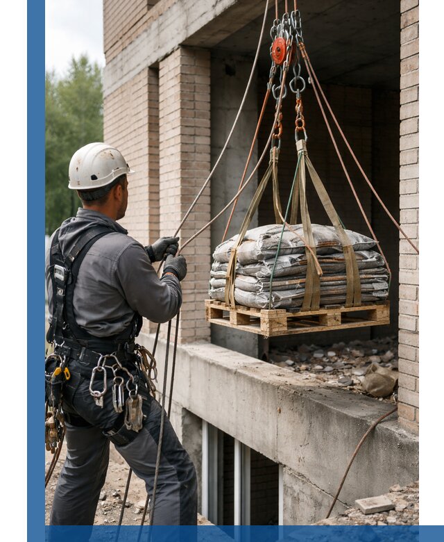 Подъем материалов на этаж веревками в Медногорске оперативно