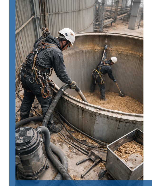 Профессиональная чистка зерновых бункеров в Медногорске с выездом