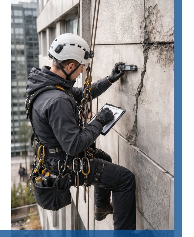 Обследование фасада альпинистами в Медногорске от 122 р. | ВЫСОТНИК-Мдн