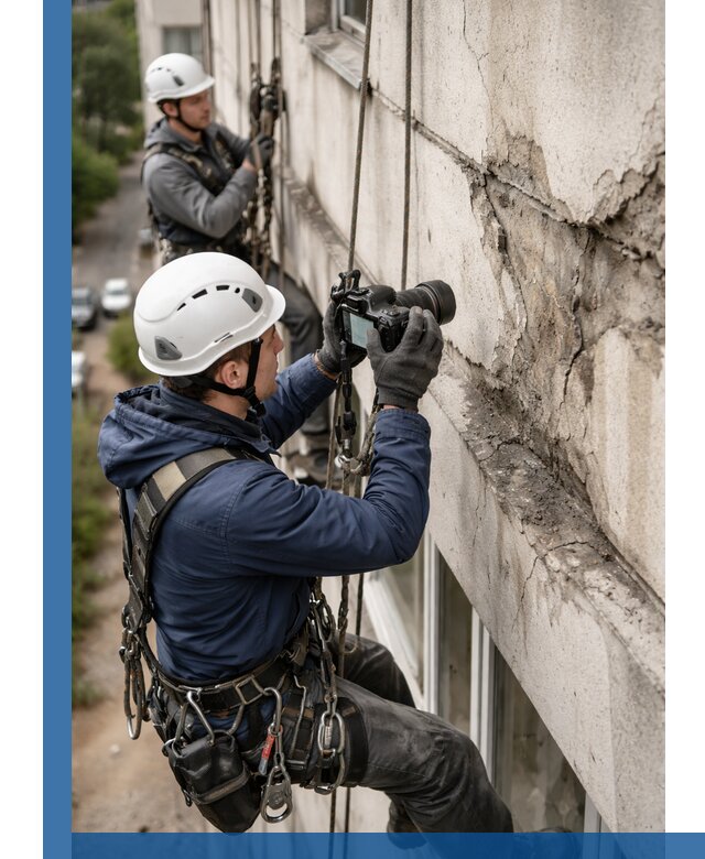 Фотофиксация дефектов фасада с высотной съемкой в Медногорске